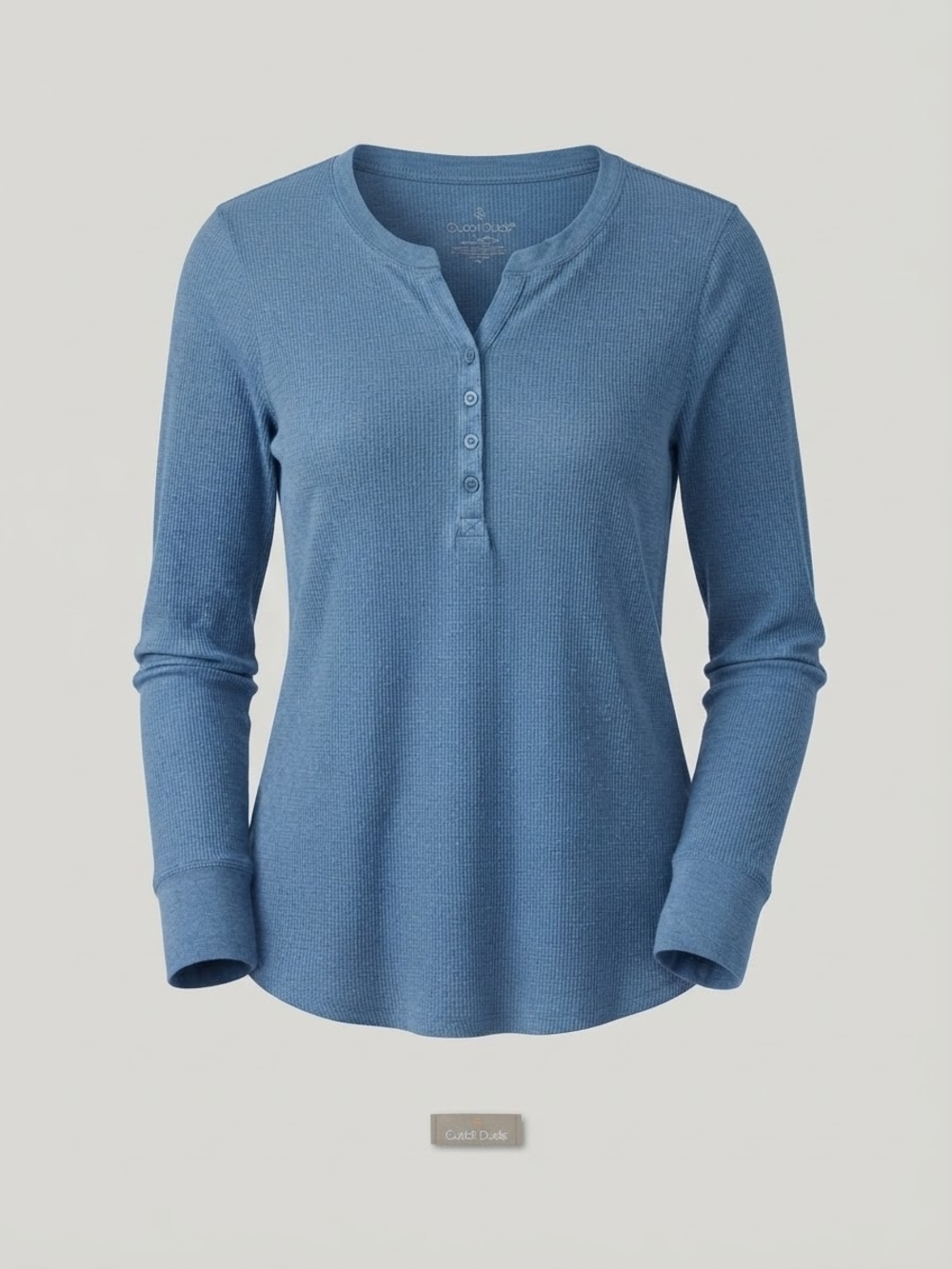 Cuddl Duds Sky Blue Waffle Henley Long Sleeve Maternity Top